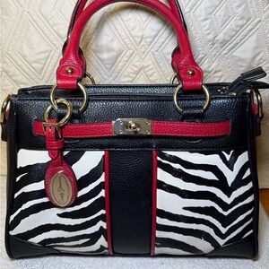 Chic Black and Red Zebra Print Satchel